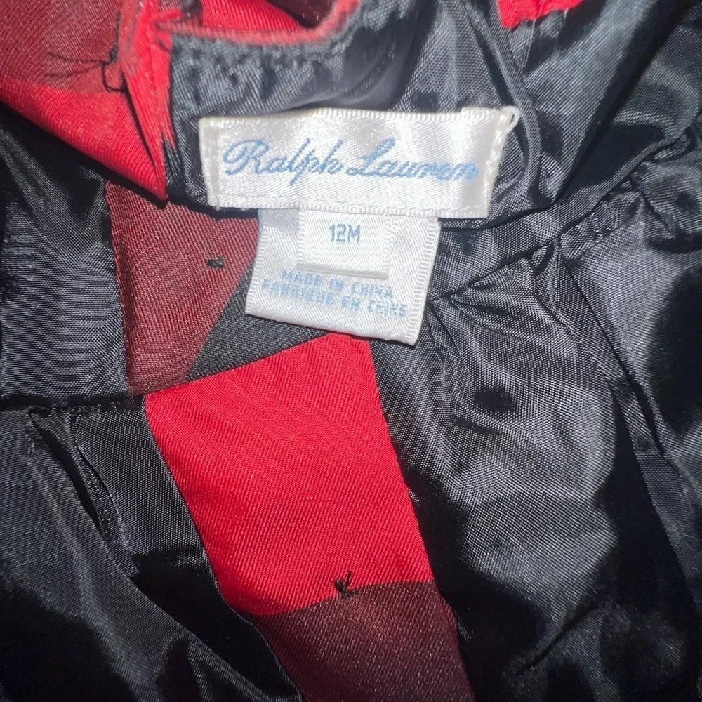 CHRISTMAS RALPH LAUREN SIZE 12 MONTHS TAFFETA DRESS W/COORDINATING DIAPER COVER